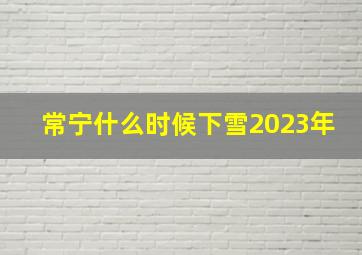 常宁什么时候下雪2023年