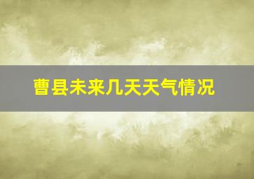 曹县未来几天天气情况