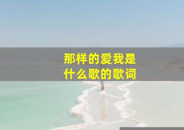 那样的爱我是什么歌的歌词