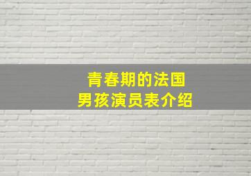 青春期的法国男孩演员表介绍