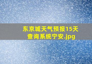 东京城天气预报15天查询系统宁安