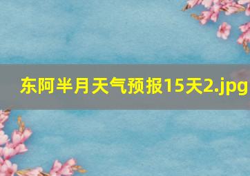 东阿半月天气预报15天_2