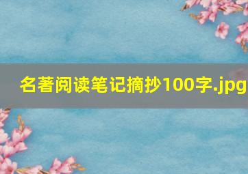 名著阅读笔记摘抄100字