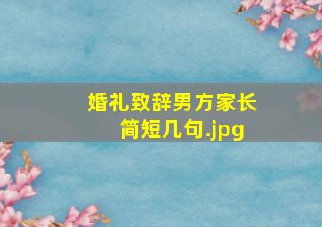 婚礼致辞男方家长简短几句