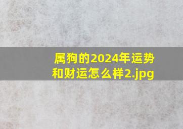 属狗的2024年运势和财运怎么样_2