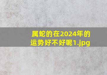 属蛇的在2024年的运势好不好呢_1