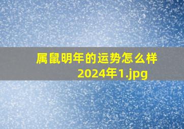 属鼠明年的运势怎么样2024年_1