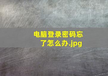 电脑登录密码忘了怎么办