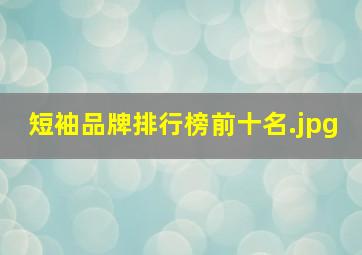 短袖品牌排行榜前十名