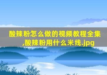 酸辣粉怎么做的视频教程全集,酸辣粉用什么米线