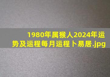 1980年属猴人2024年运势及运程每月运程卜易居