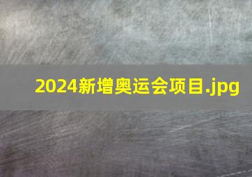 2024新增奥运会项目